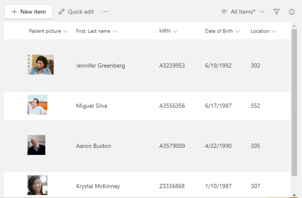 Section of list view