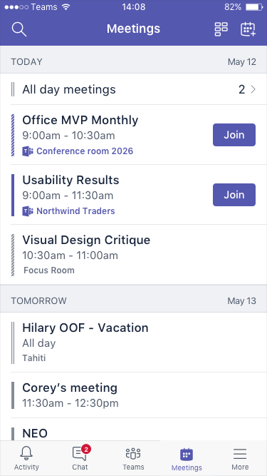 Upcoming meetings