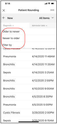 Sort options on mobile