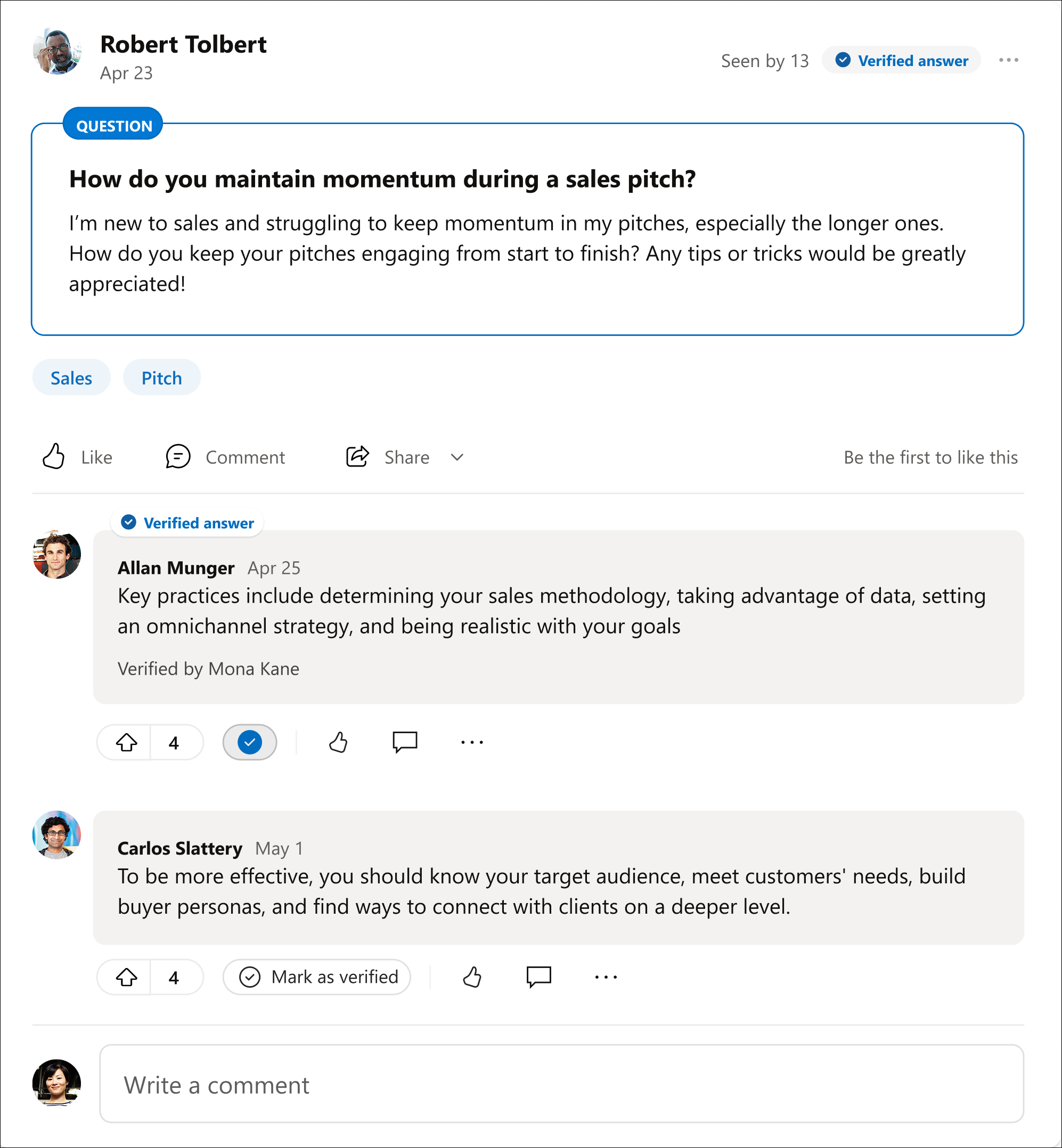 Applying a Verified answer affects what appears in the conversation