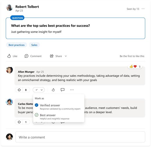 verified/best answer context menu