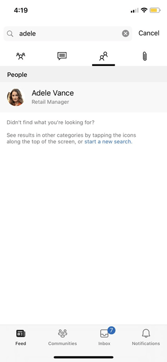 screenshot of mobile profile settings