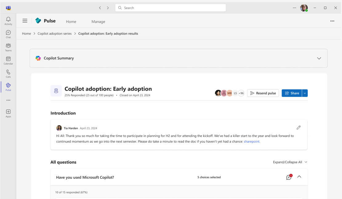 Screenshot of a Pulse authors note experience