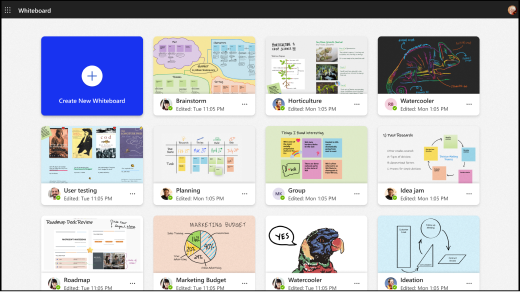 Select the Create New Whiteboard tile from the board picker screen
