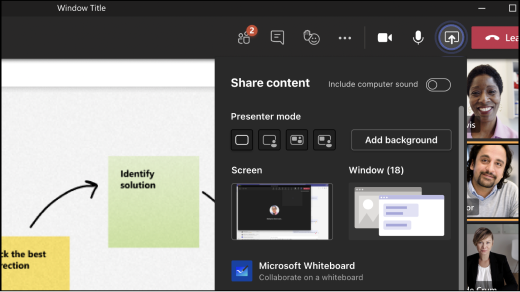 You can share a whiteboard to make it available to everyone in a Teams meeting.