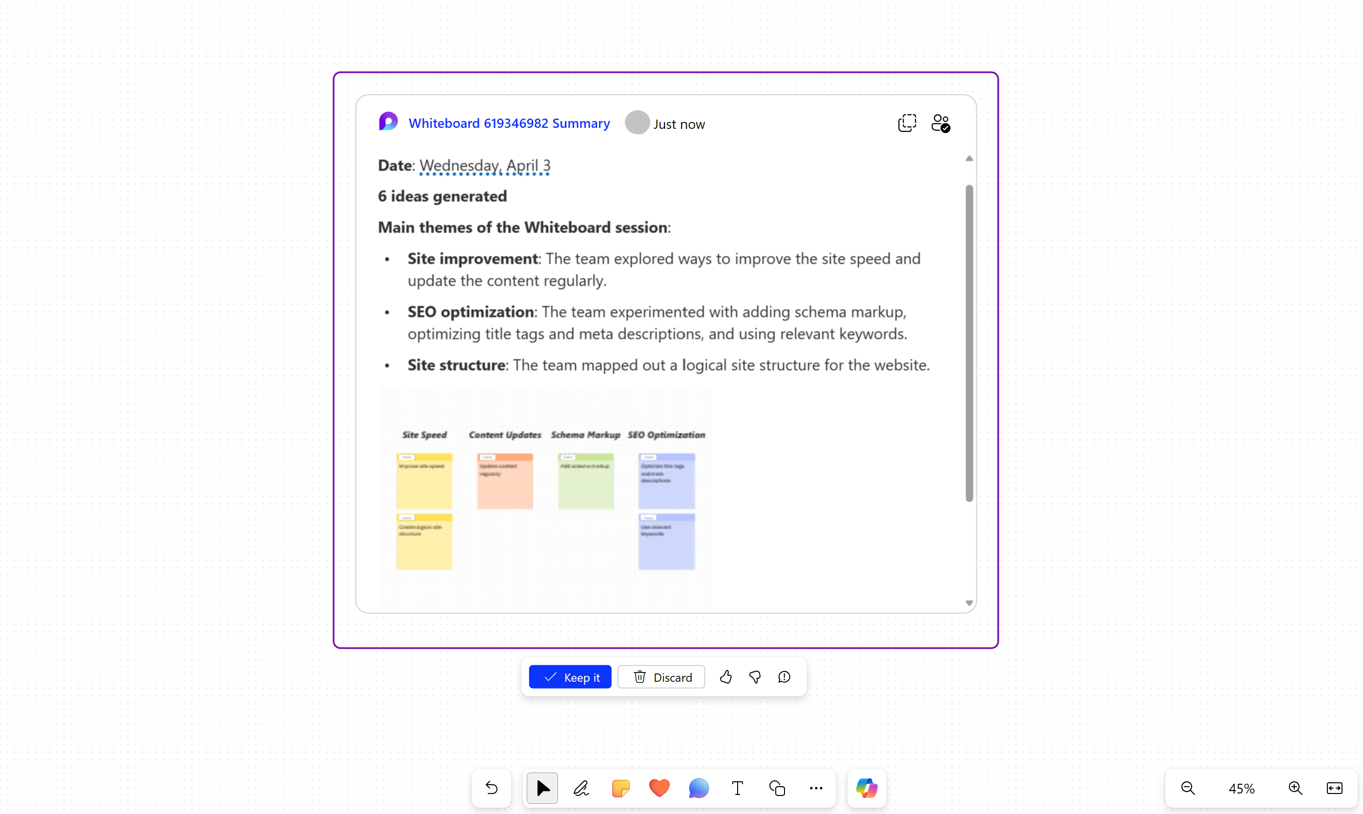Screen of Summarize results