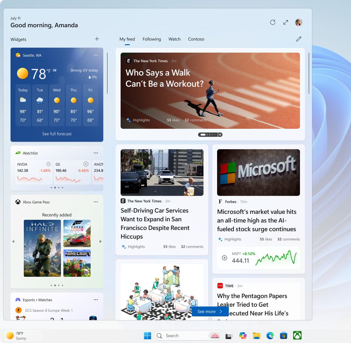 Screenshot of the widgets on lock screen.