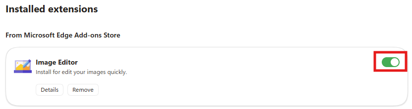 Screenshot of enable/disable setting.
