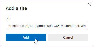 Screenshot of the Add site to exclude dialog box.