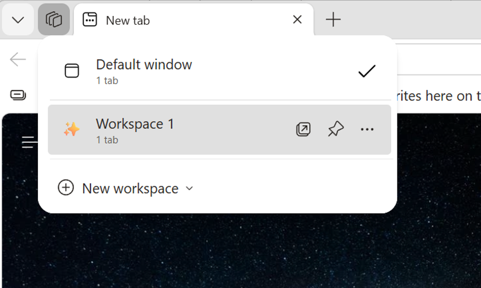 Screenshot of workspace.