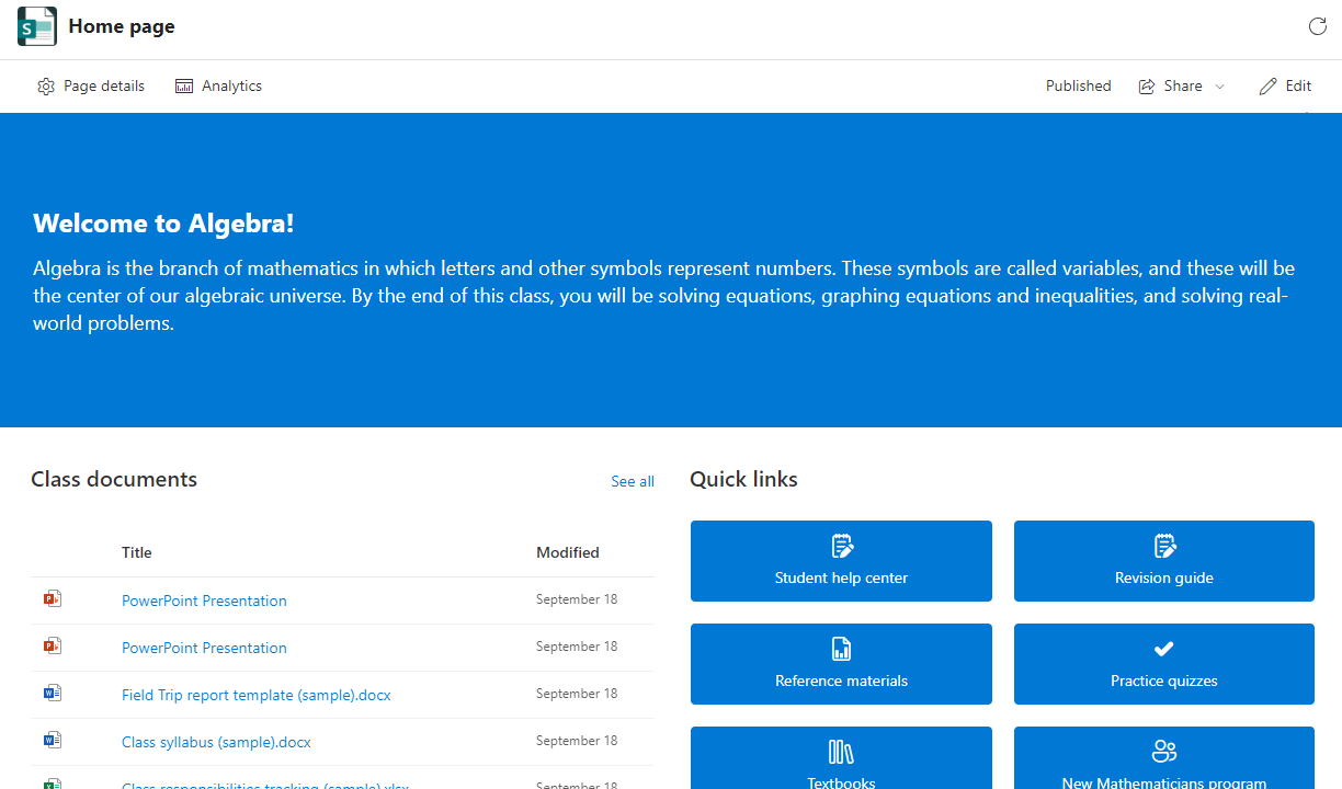 home page
