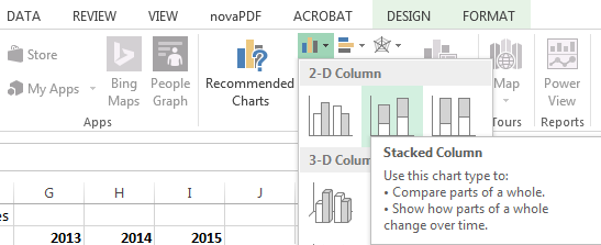 Start by selecting Stacked Column.