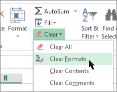 clear formats option