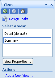 InfoPath Views pane with Detail and Summary views
