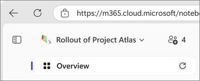Refresh icons at the top of the page and next to Overview in Microsoft Copilot Notebooks.