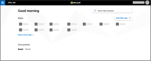 The Office 365 home page