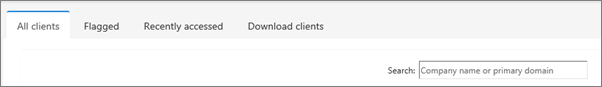 The tabs on the Client list page.