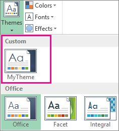 Custom themes accessed from the Themes button