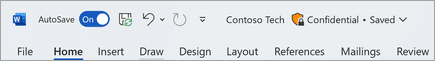 Screenshot of the title bar of a file with a Confidential label.