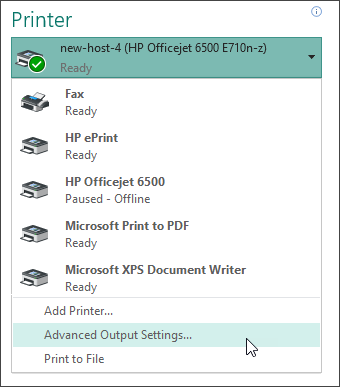 Selecting Advanced Output Settings