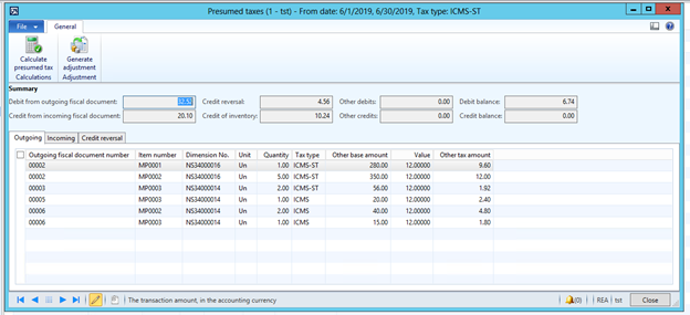 Screenshot showing Once the Balances are calculated (for the first time), open the Presumed taxes form and click Calculate presumed tax