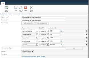 Run report from collaboration workspace
