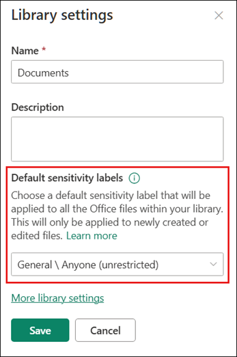 Sharepoint document library sensitivity