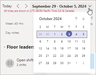 Change the date range in the Your shifts view.