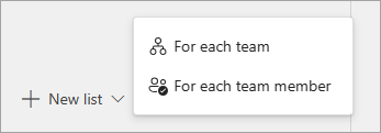 Screenshot showing options for creating a new publishable task list.