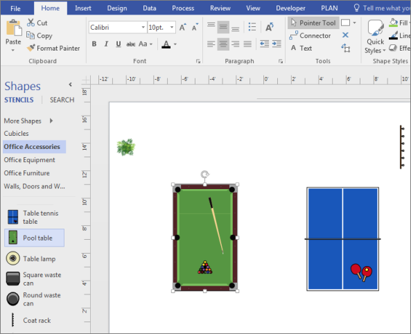 Drag a Pool table shape onto the page