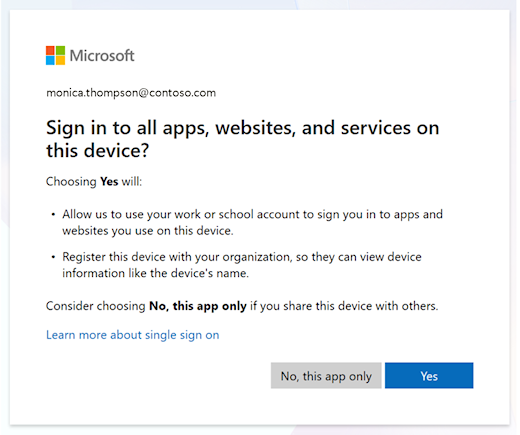 Sign in to devices prompt