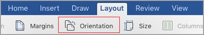 iPad Layout tab with Orientation selected