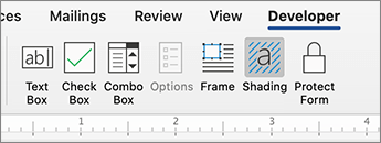 Developer tab with content controls