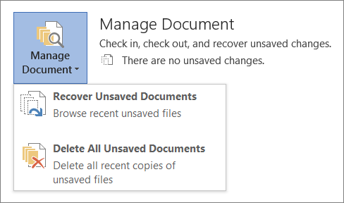 Office 2016 Manage Documents