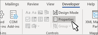 Controls Properties button
