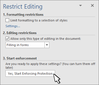 Restrict editing panel