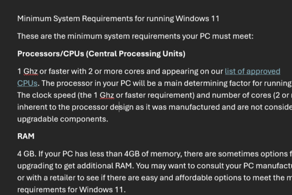 Screenshot that shows Full screen view: the entire screen is magnified, with the document text enlarged edge to edge.