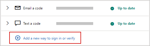 Screenshot for changing your security information.