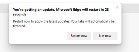 Screenshot showing Microsoft Edge idle restart settings configuration state.