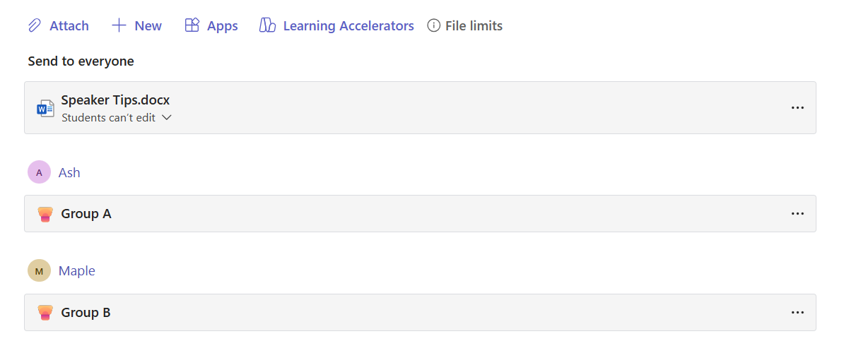 Speaker Progress resource assigned to a specific Learning Group.