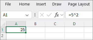 Screenshot that shows the squared result is in the cell.