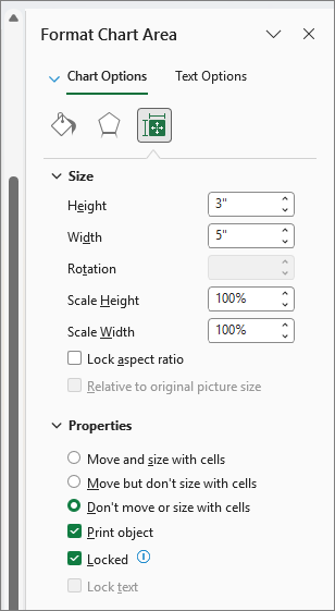 Screenshot that shows the Properties in Format Chart Area pane.