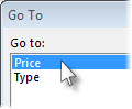 The Go To dialog box
