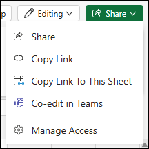 Share a link to your worksheet for Excel for the web