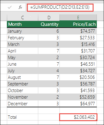 Screenshot that shows the resolve the #VALUE! error in the data to resolve the SUMPRODUCT error.