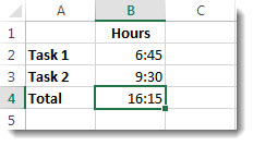 Time for two tasks added up