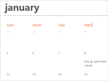 Calendar template in Excel for the web