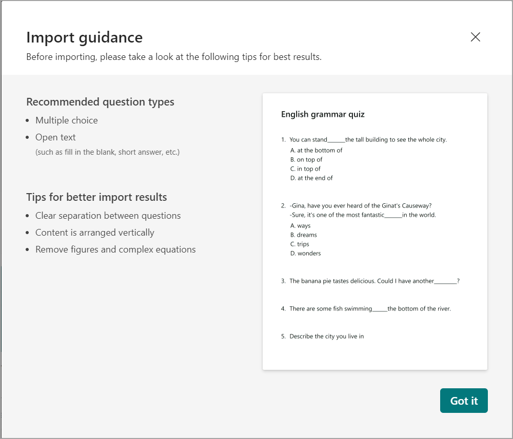 Import guidance