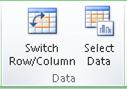 Data group with Switch Row/Column and Select Data commands