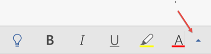Click the up arrow to show the Ribbon